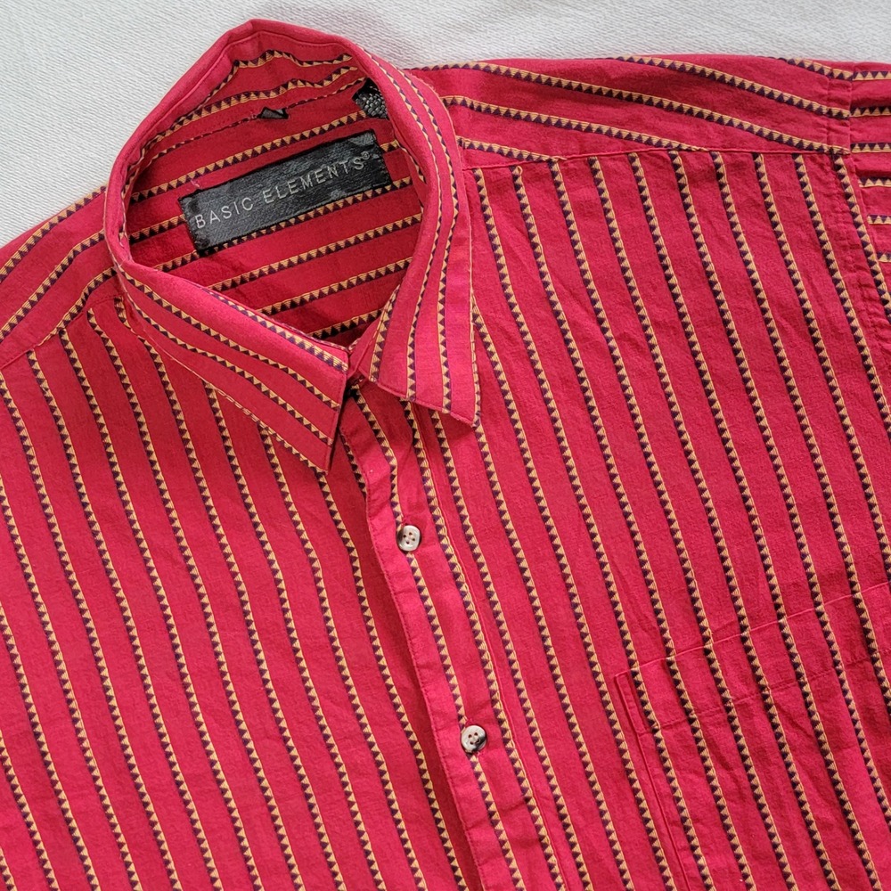 Vintage 90s Basic Elements Button Down Shirt Red Men's M Boho Y2K Casual Chic